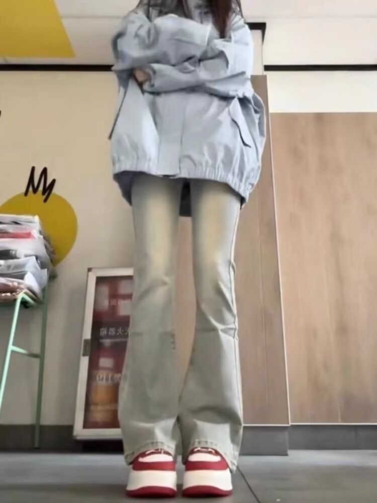 Fleece-Lined Split-Hem Jeans