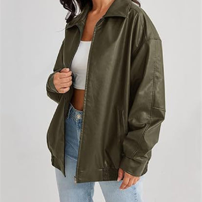 Faux-Leather Zip Jacket — product view