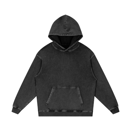 Heavyweight Washed Hoodie in Black Beauty — front view