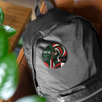 MVSU Afrocentric Round Pin — 'Knowledge • Culture • Service • Community • Legacy' Button