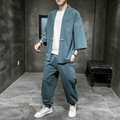 Relaxed Two-Piece Set in Gray blue — product view