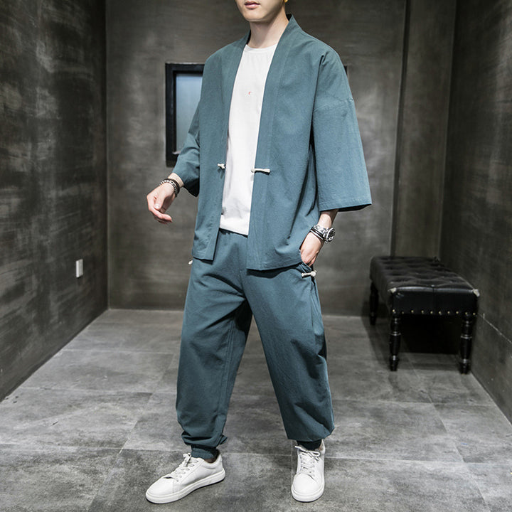 Relaxed Two-Piece Set in Gray blue — product view
