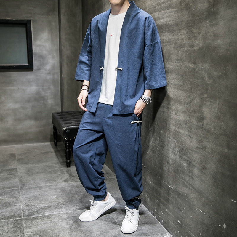 Relaxed Two-Piece Set in navy — design detail