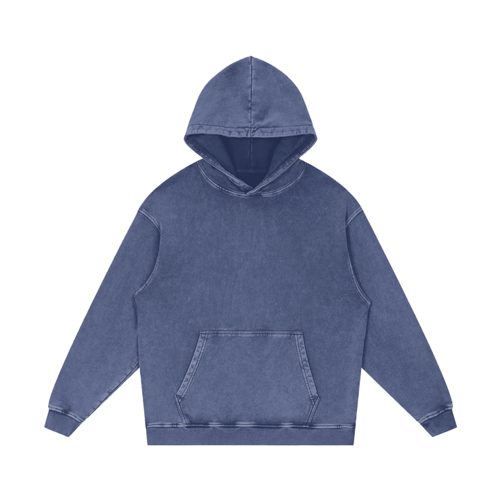 Heavyweight Washed Hoodie in Dark Blue — front view