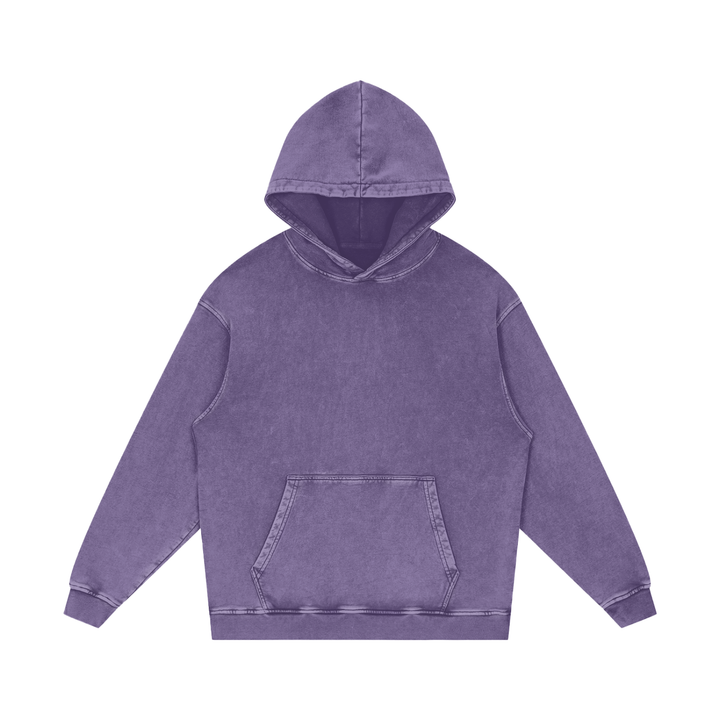 Heavyweight Washed Hoodie in Purple — front view