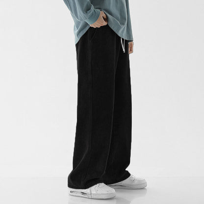 Wide-Leg Drawstring Jeans in Black — design detail