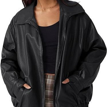 Faux-Leather Zip Jacket — design detail