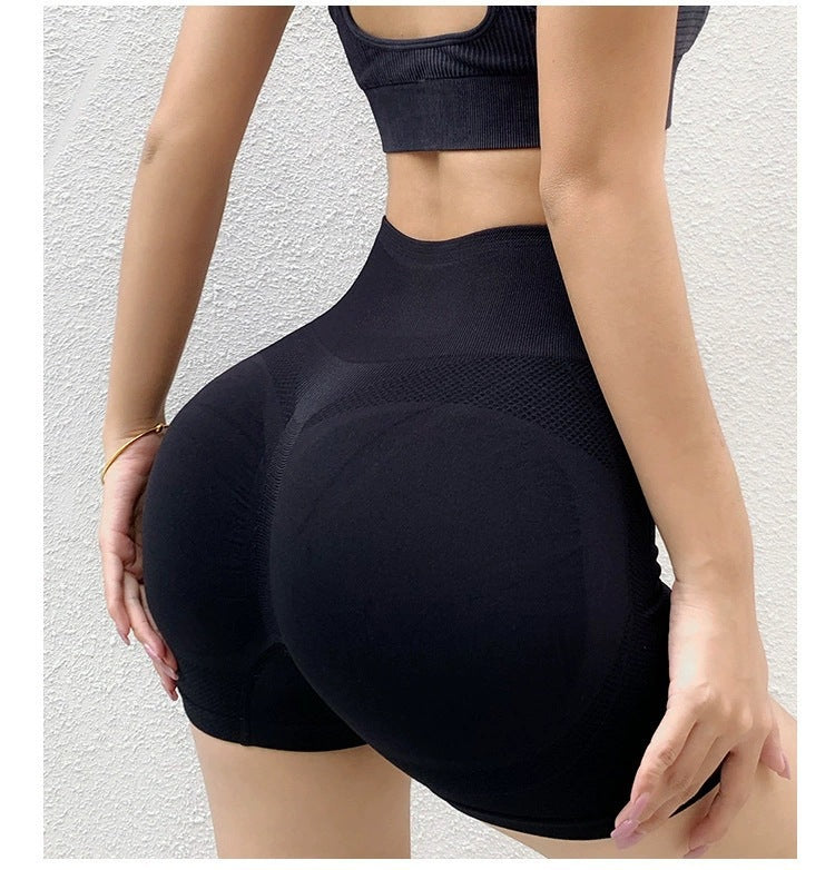 Ribbed Active Shorts in Black — design detail