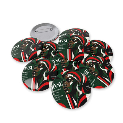 MVSU Afrocentric Round Pin — 'Knowledge • Culture • Service • Community • Legacy' Button