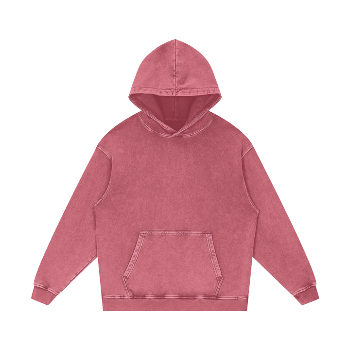 Heavyweight Washed Hoodie in Dark Red — front view