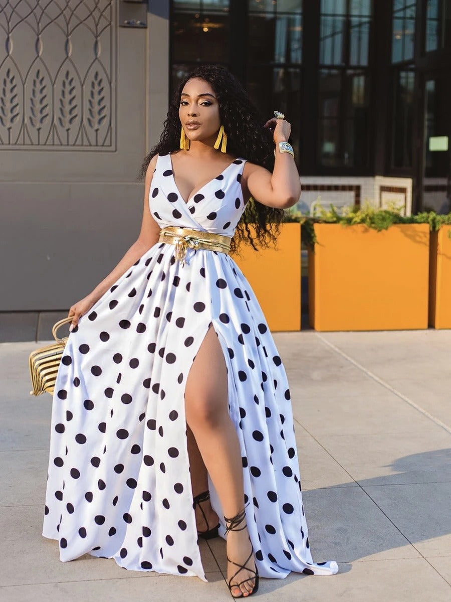Polka-Dot Maxi Dress — design detail