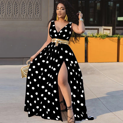 Polka-Dot Maxi Dress in Black — design detail