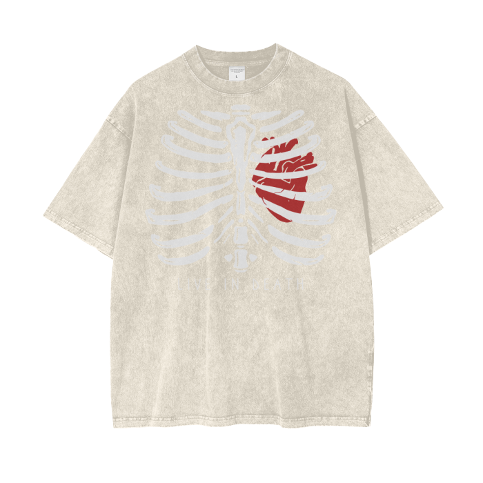 Ribcage Graphic Tee in Apricot — front view