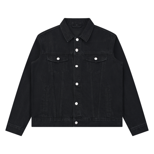 Classic Denim Jacket in Black — front view