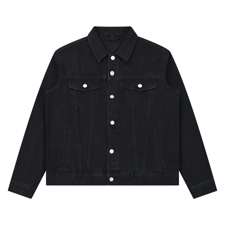 Classic Denim Jacket in Black — front view