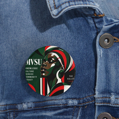 MVSU Afrocentric Round Pin — 'Knowledge • Culture • Service • Community • Legacy' Button