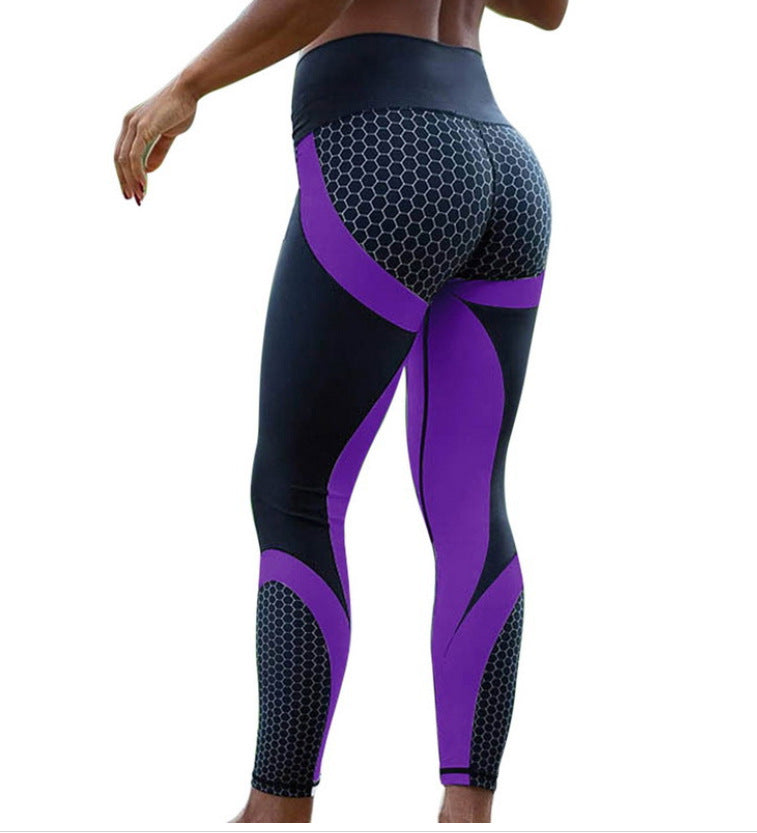 Contrast Print Leggings in Purple — design detail