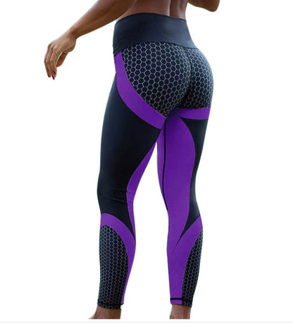 Contrast Print Leggings in Purple — design detail
