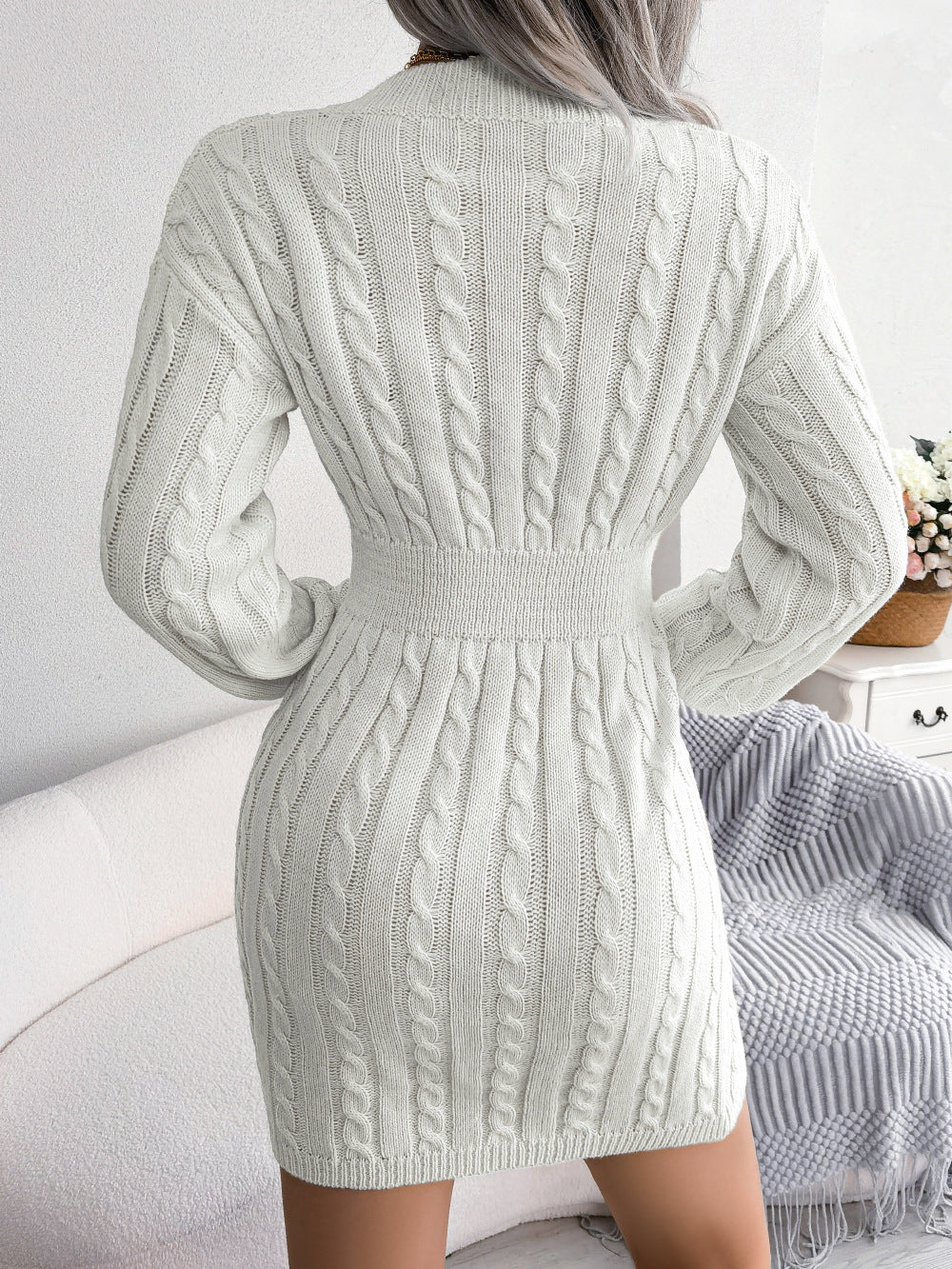 Cable-Knit Mini Dress — design detail