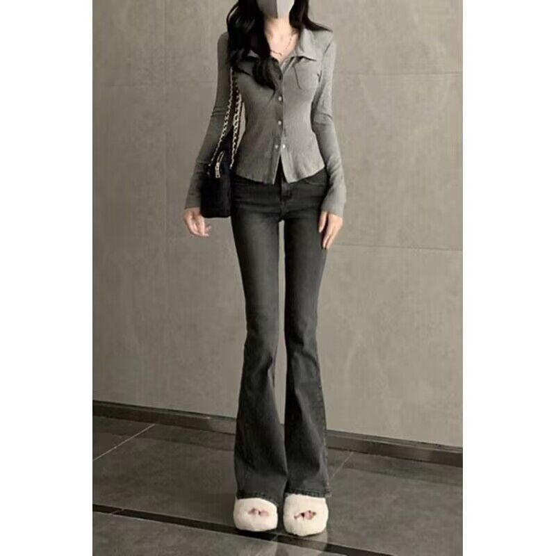 Fleece-Lined Split-Hem Jeans
