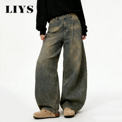 Distressed Baggy Wide-Leg Jeans
