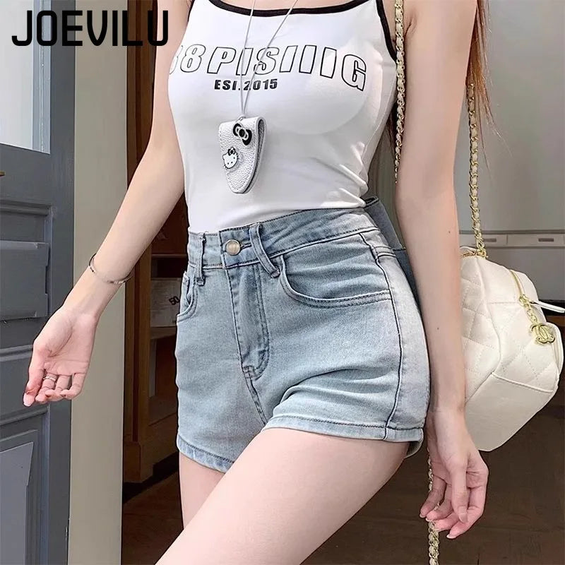 Bow Detail High-Waist Denim Shorts