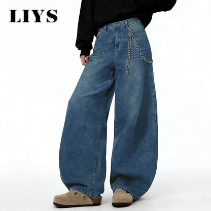 Distressed Baggy Wide-Leg Jeans