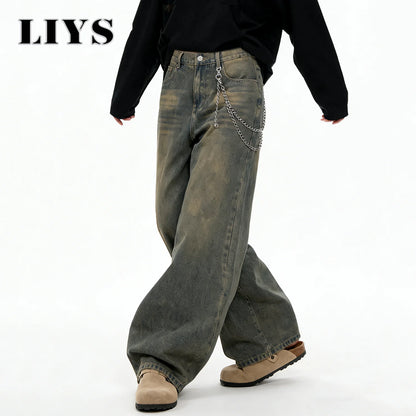 Distressed Baggy Wide-Leg Jeans