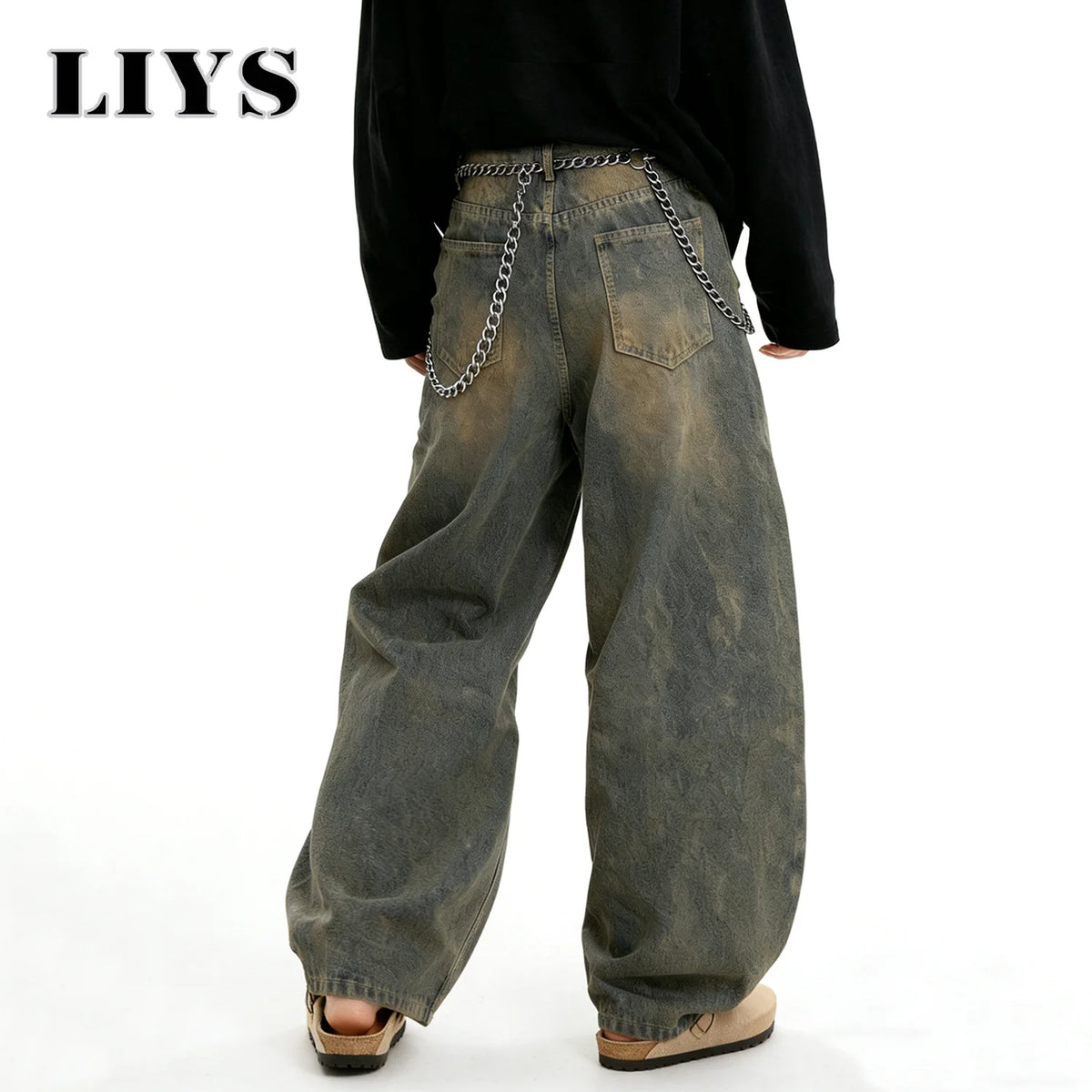 Distressed Baggy Wide-Leg Jeans