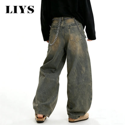 Distressed Baggy Wide-Leg Jeans