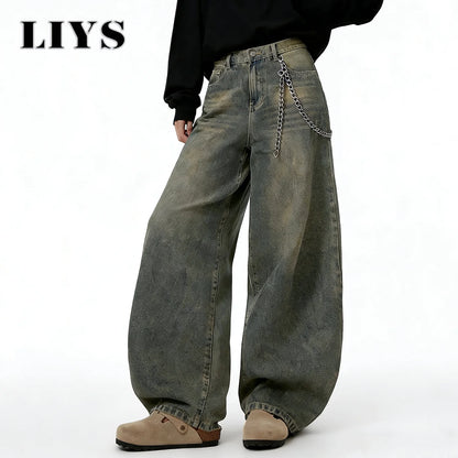 Distressed Baggy Wide-Leg Jeans