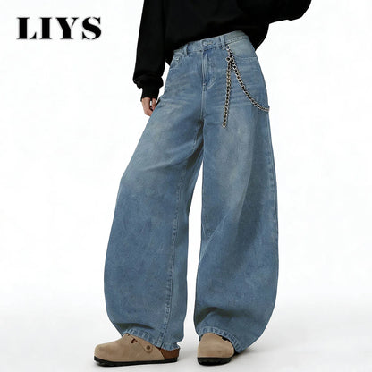 Distressed Baggy Wide-Leg Jeans