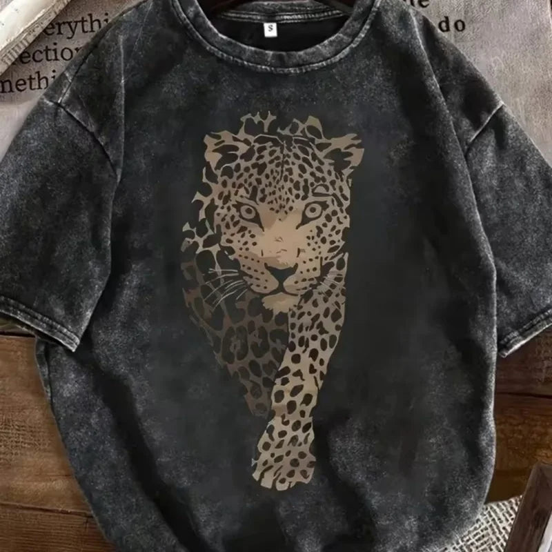 Abstract Leopard Vintage Wash Tee – HOUSE 55