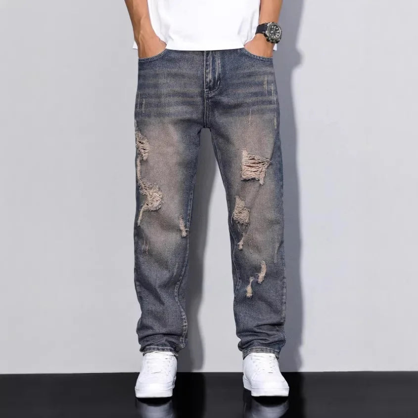 Ripped Straight-Leg Jeans – HOUSE 55