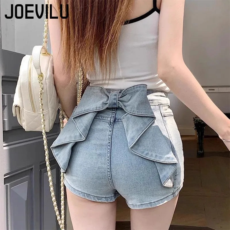 Bow Detail High-Waist Denim Shorts – HOUSE 55