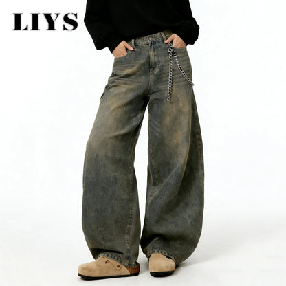 Distressed Baggy Wide-Leg Jeans