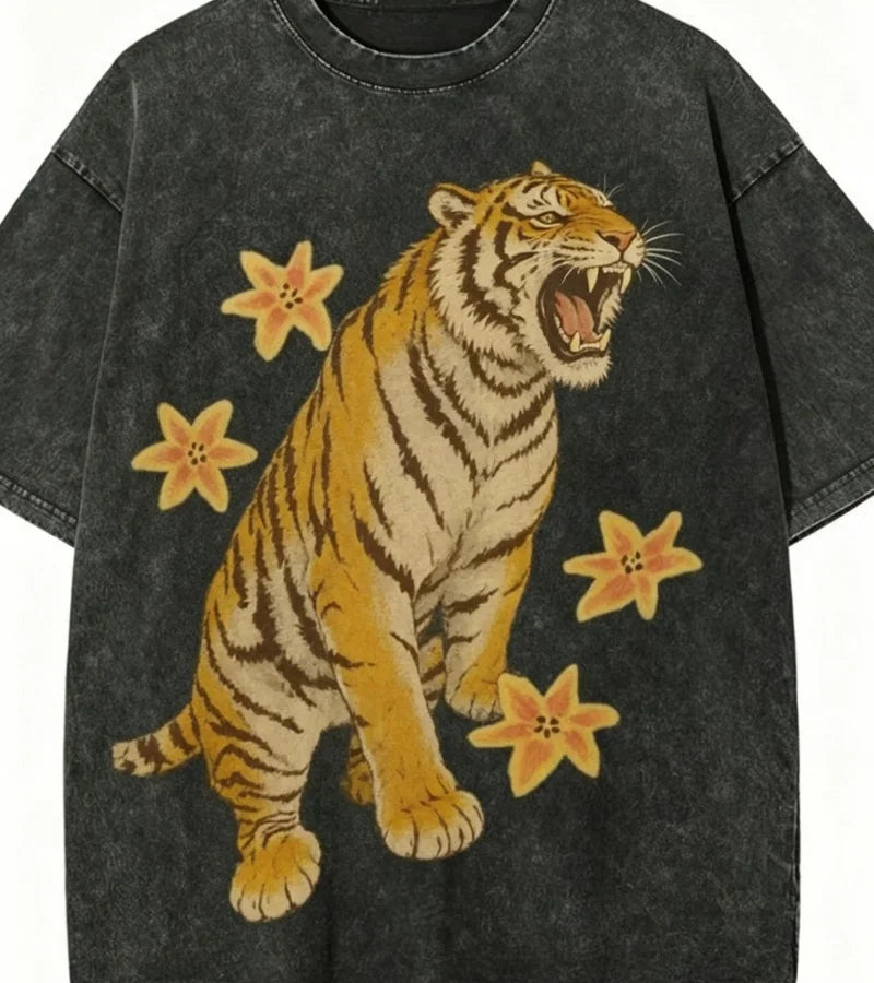 Ukiyo-e Tiger Vintage Wash Tee