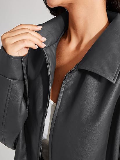 Faux-Leather Zip Jacket — design detail
