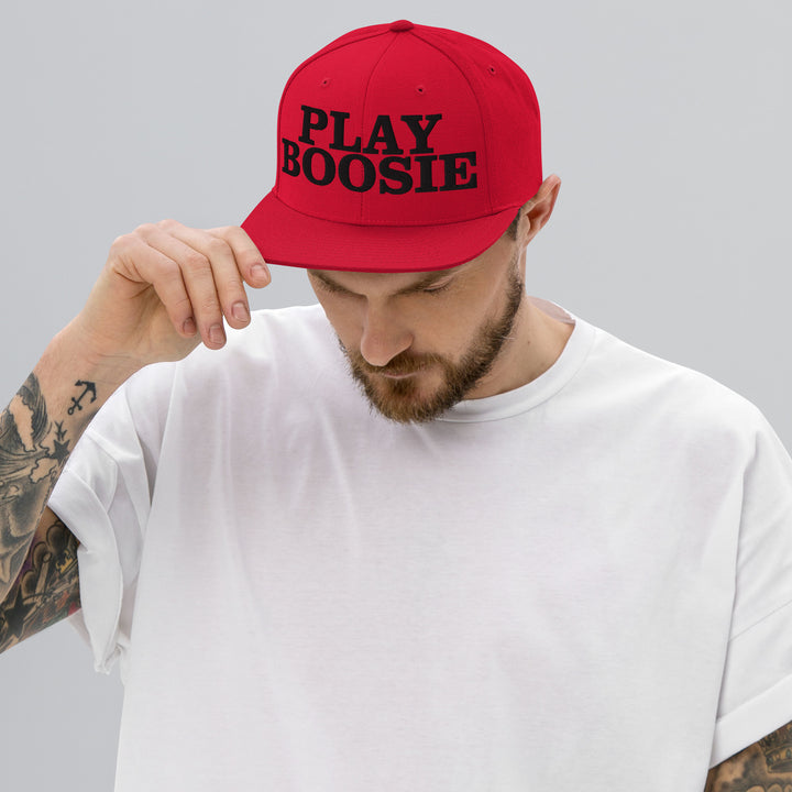 PLAY BOOSIE Snapback in Red — design detail