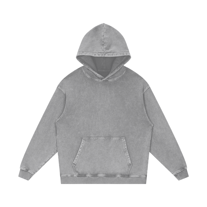 Heavyweight Washed Hoodie in Light Gray — front view